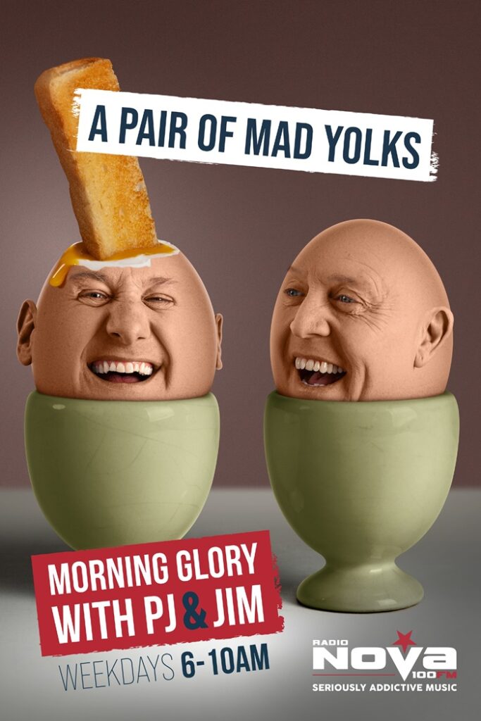 Radio Nova Cracks Open a Mad New Campaign for ‘Morning Glory with PJ & Jim’: “A Pair of Mad Yolks”